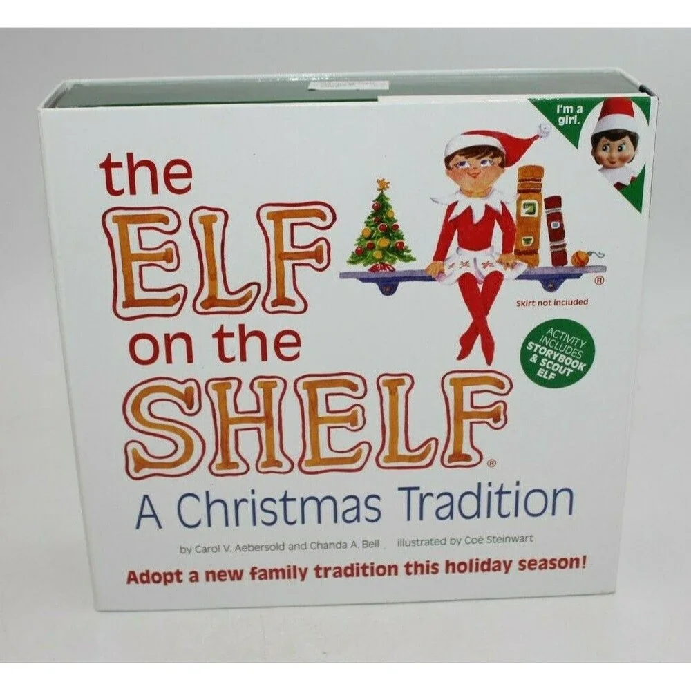 Elf On The Shelf A Christmas Tradition Book Set Light Skin Brown Hair Girl Elf